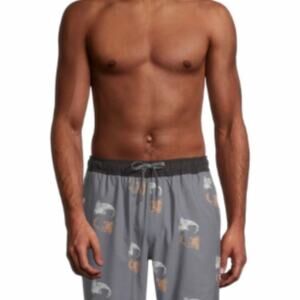 LinkSoul Grey Koi Print Saturday Lined Volley Shorts X Large